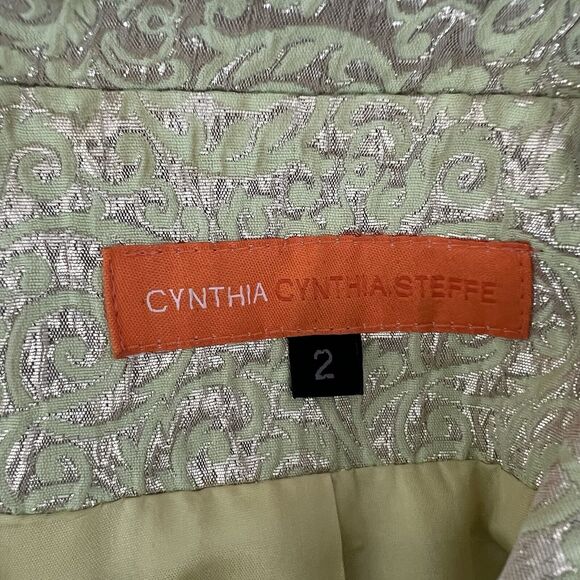 Vintage Cynthia Steffe Brocade Floral Short Cropped Suit Jacket Sz 2 - Picture 3 of 9
